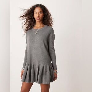 Free People Grey Long Sleeve Sweater Dress Size Large (NWT)
